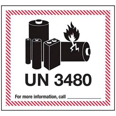 UN 3480 Sticker Example